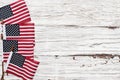 American Flags for the 4th of July Celebration against a White Rustic Background