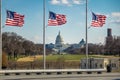 American Flags with US Capitol on background - Washington, D.C., USA Royalty Free Stock Photo