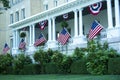 American Flags on Veranda Horizontal Royalty Free Stock Photo