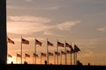 American flags at Washington Monument Royalty Free Stock Photo