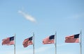 American flags waving on the blue sky Royalty Free Stock Photo