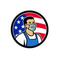 American Food Worker as Hero USA Flag Circle Icon