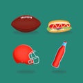 American footbal set icon illustration