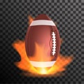 American footbal or rugby ball in a flame. on transparent background Royalty Free Stock Photo