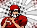 American football athlete. Vector illustration in pop art retro comic style.