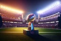 American football award in the stadium background. Sport and tournament concept. Digital art illustration. Generative AI Royalty Free Stock Photo