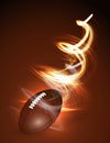 American football ball in fire Royalty Free Stock Photo