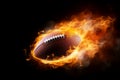 American football ball fire shot. Generate Ai Royalty Free Stock Photo