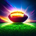 American football ball on green field. 3D illustration. Copy space. generative AI Royalty Free Stock Photo