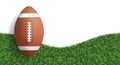 American football ball with green grass texture background. Vector. Royalty Free Stock Photo