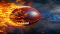 American football ball leaves blazing trail as it is thrown at high speed, creating fiery spectacle