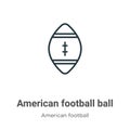 American football ball outline vector icon. Thin line black american football ball icon, flat vector simple element illustration Royalty Free Stock Photo