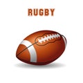 American football ball on white background. Rugby ball icon, logo