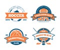 American football, basketball, soccer, hockey sports team vector labels, emblems, logos and badges Royalty Free Stock Photo