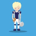 american football blue blonde player 05 Royalty Free Stock Photo