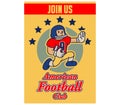 American Football Cartoon Vintage Recruitment Poster