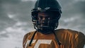 American Football Championship Game: Close-up Portrait of Professional Player Wearing Helmet Royalty Free Stock Photo
