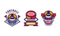 American Football Championship Labels Set, Sport Game Tournament Retro Badges, School, College League Team or Fan Club Royalty Free Stock Photo