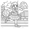 American Football Cheerleader Coloring Page