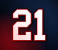 21 American Football Classic Sport Jersey Number in the colors of the American flag design Patriot, Patriots 3D illustration