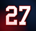 27 American Football Classic Sport Jersey Number in the colors of the American flag design Patriot, Patriots 3D illustration