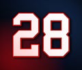 28 American Football Classic Sport Jersey Number in the colors of the American flag design Patriot, Patriots 3D illustration