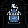 American football, college league logo on a dark background. Vector illustration.