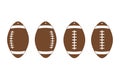 American football earrings. Rugby. Sport ball leather earring templates. Vector