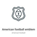 American football emblem outline vector icon. Thin line black american football emblem icon, flat vector simple element Royalty Free Stock Photo