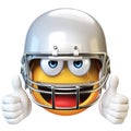 American football emoji isolated on white background, emoticon with football helmet 3d rendering