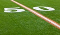 American Football Field - 50 yard line Royalty Free Stock Photo