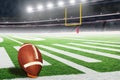 American football field goal post with ball on kicking tee Royalty Free Stock Photo