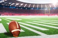 American football field goal post with ball on kicking tee Royalty Free Stock Photo