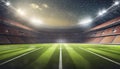 American football field illuminated by stadium lights Royalty Free Stock Photo