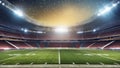 American football field illuminated by stadium lights Royalty Free Stock Photo