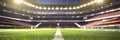 American football field illuminated by stadium lights Royalty Free Stock Photo