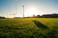 American Football Field Outdoors Goal Posts Green Grass Beautiful Day