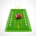 American football field perspective view with real
