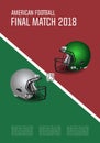 American football final match poster concept. Silver, green Helm Royalty Free Stock Photo