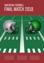 American football final match poster concept. Silver, green Helm Royalty Free Stock Photo