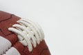 American Football Game Ball Laces and Texture Detail Against a White Background Royalty Free Stock Photo