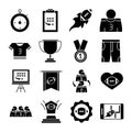 American football game sport professional and recreational icons set silhouette design icon Royalty Free Stock Photo