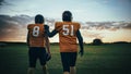 American Football Game Start Teams Ready: Two Professional Players Walk on Field Determined to Win Royalty Free Stock Photo