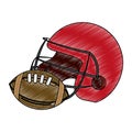 American football helmet and ball scribble