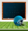 American Football Helmet and Chalkboard