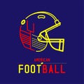 American football helmet with goal post logo icon outline stroke set dash line design illustration Royalty Free Stock Photo