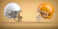 American football helmets and ball.Final match concept.Space for text Royalty Free Stock Photo