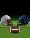 American Football Helmets, Ball, and Turf FIeld