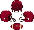 American football helmets and ball. Vector Royalty Free Stock Photo