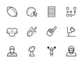 American Football Icons in Thin Line Style Royalty Free Stock Photo